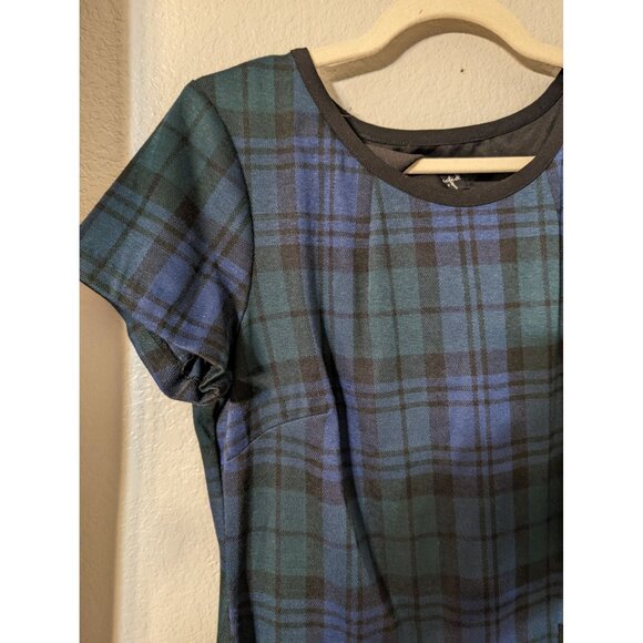 Connected Apparel Classic Plaid A-Line Dress Academia Office Career - Picture 4 of 7